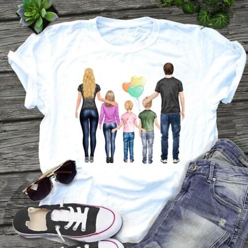 Women Graphic 2021 new family love mom mother Cartoon Summer Print Short Sleeve Female Clothes Tops Tees Tshirt T-Shirt