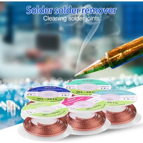 1.5m 1.5/2/2.5/3/3.5mm Desoldering Braid Welding Solder Remover BGA Wick Lines ABS Copper Lead Cord Wire Flux Desoldering Braid