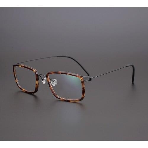 Square Titanium Glasses Frame Men Myopia Prescription Optical Acetate Eyeglasses Frame Denmark Luxury Brand Screwless Eyewear