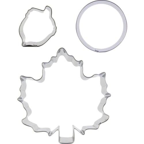Nuts, 6cm Round, maple leaf shaped 3 piece biscuit cutting molds, baking tools, cake decorating soft candy tools