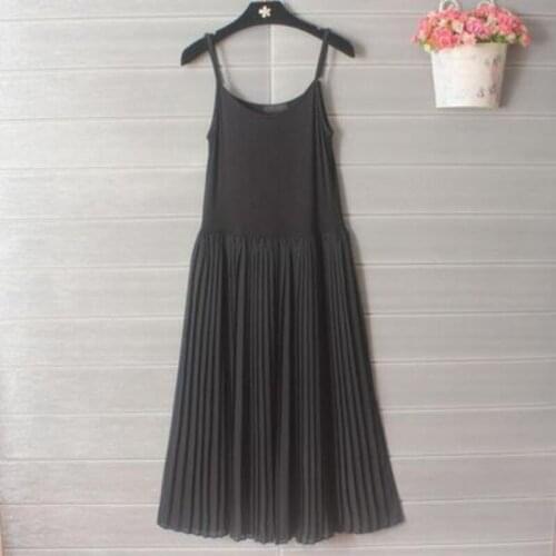Maternity Dress Black Sling Pleated Long Dress Maternity Casual Dress Loose Pleated Skirt Summer Maternity Clothes
