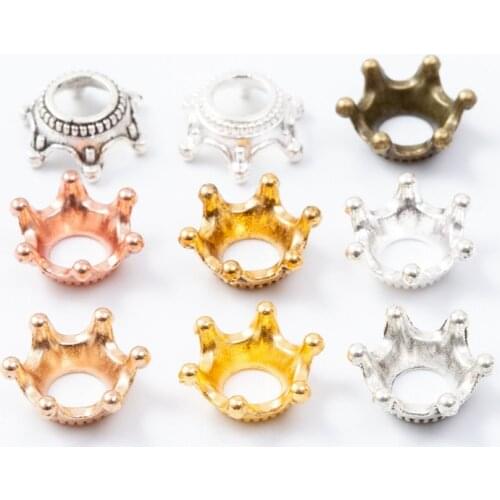 High Quality 6 Colors 50 Pieces/Lot 12mm Diy Accessories Shiny Silver Plated Crown Spacer Charms Pendants For Jewelry Making