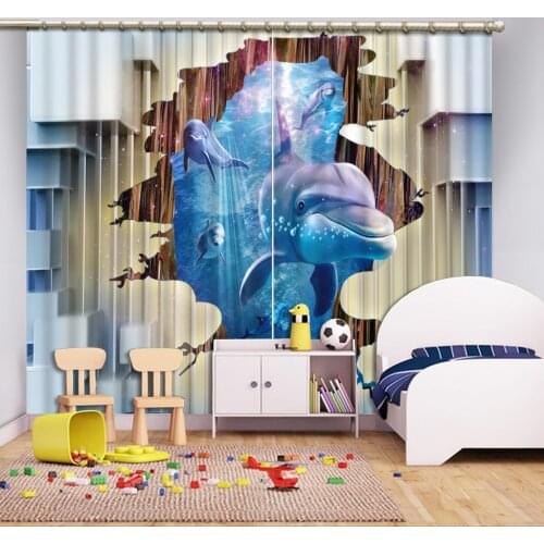 Simple bedroom design Underwater world dolphin curtain window curtain bathroom living room home and garden top seller
