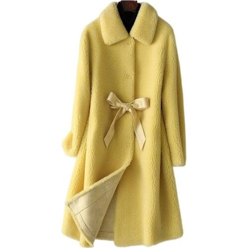 Factory direct new grain cashmere coat womens autumn and winter 2020 fashion composite double-sided fur coat long wool coat