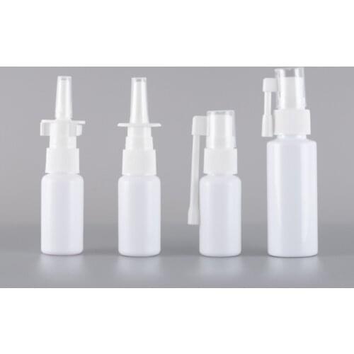 2pcs/lot 10ml/20ml/30ml White Empty Plastic Nasal Spray Bottles Pump Sprayer Mist Nose Spray Refillable Bottling Packaging