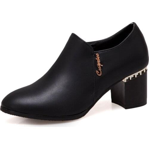 Early spring in 2019 new product fashion womens shoes with high with super small size coarse mouth joker in 32-48 single shoes