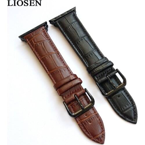 LIOSEN Watch Strap for Apple Watch Series 1&2&3 Black Brown Genuine Leather Watchbands 42mm 38mm fit Ladies Women Men Watches