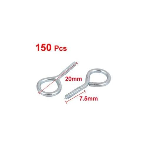 Uxcell Hot Sale 150pcs/lot 20mm/0.8 Inch Length 6mm/0.24 Inch Inner Dia Zinc Plated Self-Tapping Eye Screw Hook 7.5x1.7mm Thread