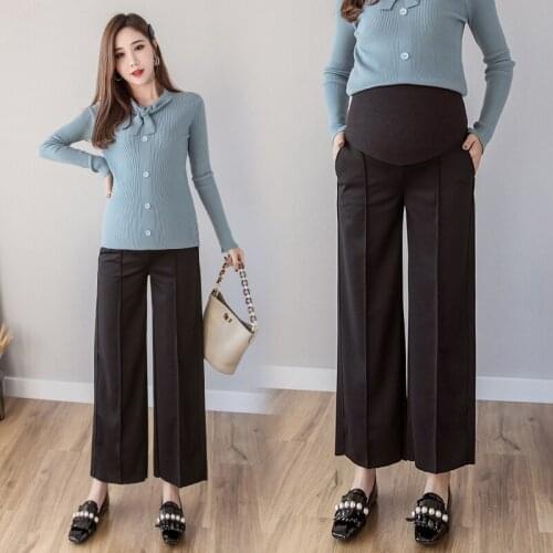 191103# Maternity Pants Spring Autumn Casual Pants Loose Casual Comfy Belly Support Pants Elastic Waist Maternity Trousers
