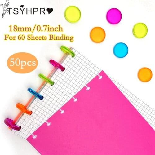 50Pcs 18mm Candy Color Mushroom Hole Disc Binders for Notebooks/Planner Diy Loose Leaf Binding Rings Discbound Discs CX19-004