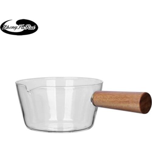 Soup Milk Pot Pan Borosilicate Glass Cooking Small Saucepan With Wooden Handle Cooker Gas Stove Home Cookware Kitchen Gadget