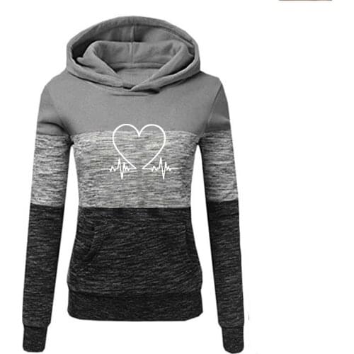Sweatshirts Autumn Winter Hot Hoodies Long Sleeve Ladies Pocket Patchwork Hooded Sweatshirt Female Outwear