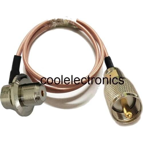 Long UHF PL259 Male to UHF SO239 Female Right Angle for Car Mobile Radio Antenna RF Pigtail Coaxial Cable RG142 50cm 1/2/3/5/10m