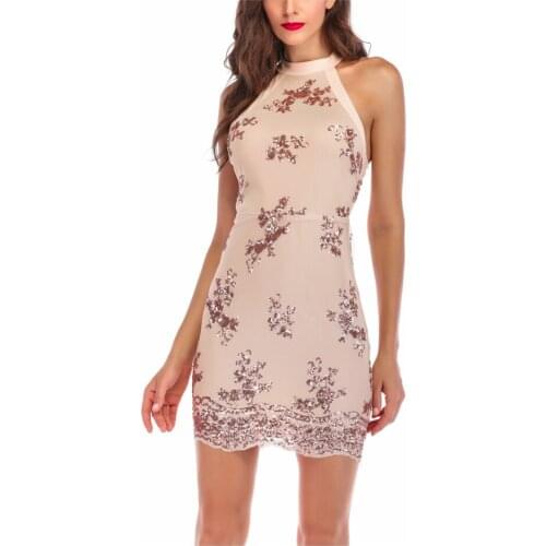 Women Fashion Sexy Evening Party Dresses Dress Sleeveless Halter Lace Package Hip Bodycon Short Formal Wrap Mini Dresses