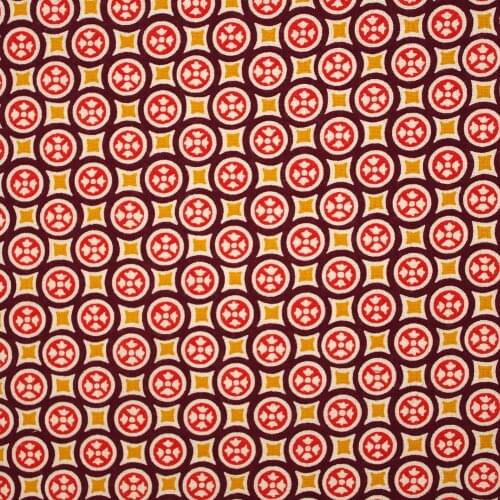 1 yard Cotton Woven Fabric - Circle and flower (width=145cm)