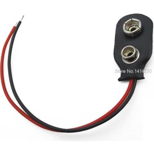 10Pcs 15cm Black Red Cable Connection 9V Battery Clips Connector Buckle