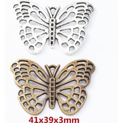 10 pieces of retro metal zinc alloy butterfly Pendant for DIY handmade jewelry necklace making 8150