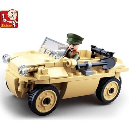 103Pcs Military WW2 Amphibious Car Model Army Figures Troops Creator Kit Building Blocks Sets Educational Toys for Children