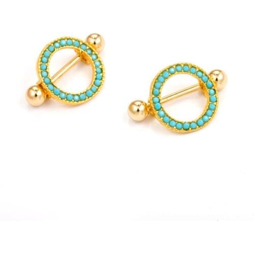 2PCS Steel Sexy Toy Nipple Barbells Gold Bar with Round Gems For Women Gift Piercings Nipple Stickers Cover Body Jewelry