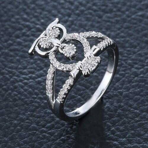 2021 Vintage Cute Men and Women Simple Design Owl Ring Silver Color Engagement Wedding Rings Jewelry Gifts Dropshippings