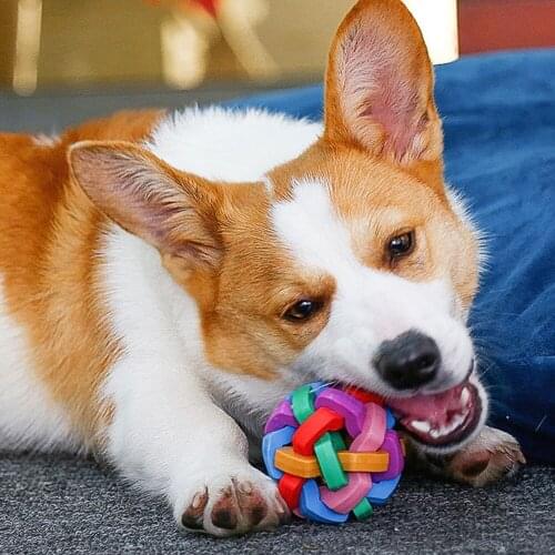 3pcs Dog Toy Sounding Colorful Bell Ball Pet Puppy Interactive Training Palying Dog Cat Chewing Round Ball Woven Molar Ball