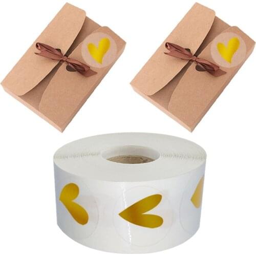 50-500pcs Transparent Round Gilded Love Thank you Sticker 1inch Valentines Day Gift Package Envelope Sealing Decoration Sticker