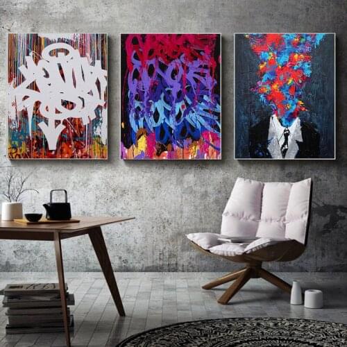 Abstract Nordic Colorful Street Graffiti Canvas Painting Posters and Prints Wall Art Pictures for Living Room Home Decoration