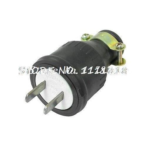 Power Cord Adapter 2 Flat Pin Electric Plug Black AC 250V 10A