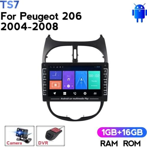 IPS HD 1280*720 Car Multimedia Player Android GPS Navigation for Peugeot 206 2004-2008 2 Din Head Unit Stereo WIFI Auto Radio BT