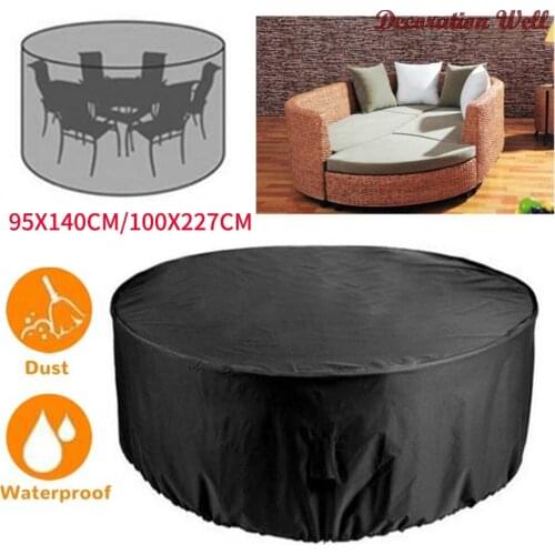 1 Pieces Large Black Table Chair Cover Round Outdoor Waterproof Garden Furniture Covers 2021 New
