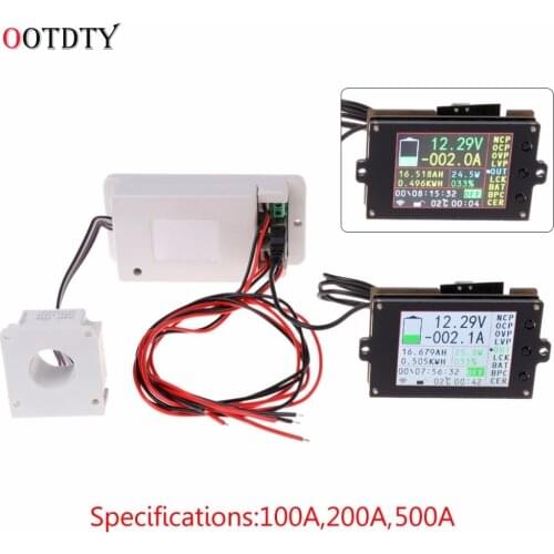 DC 500V 100A 200A 500A Wireless Voltmeter Ammeter Coulometer Battery Power Meter