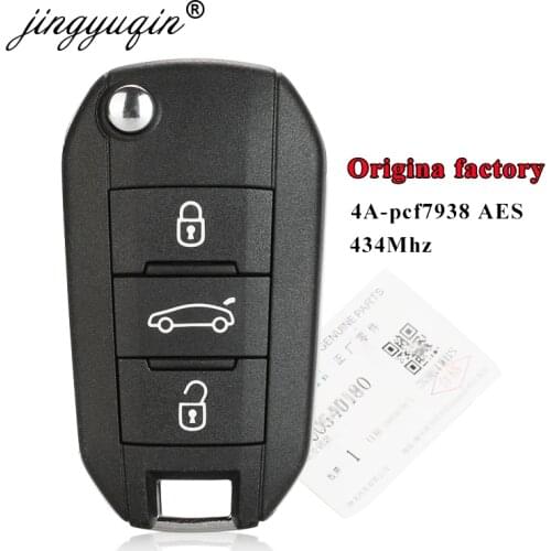 Jingyuqin Genuine 3 Buttons 4A Chip Remote Flip Folding Car Key 433MHz For Citroen C4 C4L C-Elysee Aircross C5 C6