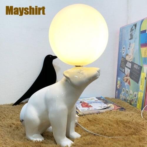 Nordic Polar Bear Ceramic LED Table Lamps for Bedroom Modern Living Room Art Deco Cute Desk Lamps Childrens Room Light Fixtures