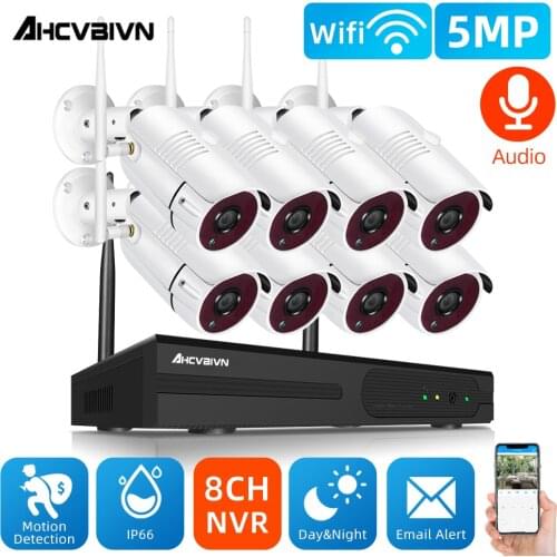 5.0MP Wifi Video Surveillance Kits 8CH Wireless CCTV System Outdoor Night Vision Security Waterproof IP Camera WIFI Set 8Channel