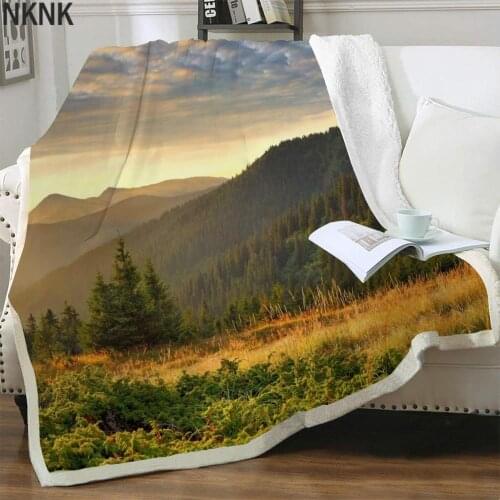 NKNK Brank Beautiful Blanket Natural Thin Quilt Forest Plush Throw Blanket Landscape 3D Print Sherpa Blanket Animal High Quality