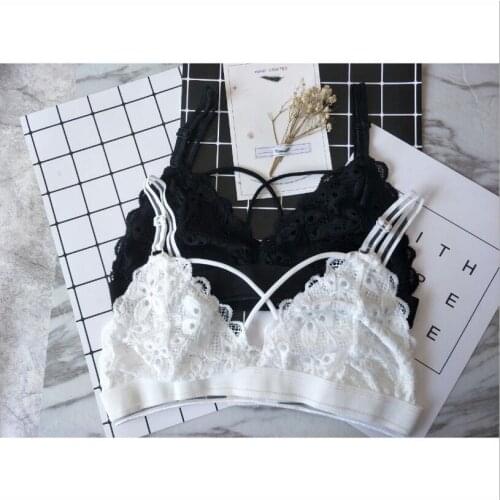 Floral Embroidered Lace Lingerie Bras For Women Sexy Bralette Tube Top Invisible Bra Transparent Hollow Out Brassiere S1382