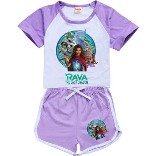 Raya and The Last Dragon Summer Foreign Trade Classic Cartoon birthday gift T - Shirt Shorts Casual Sports Suit