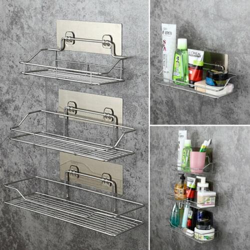 Metal Self Adhesive Shelf Caddy Rack Tidy Organiser Bathroom Storage Basket