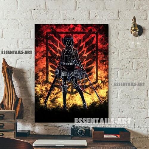 Mikasa Ackerman Fan Art Canvas Wall Art Painting Decor Bedroom Study studio print Living kid Room Home Decoration Prints