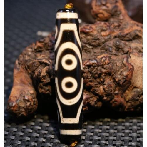 Power Energy Tibetan Old Agate 8 Eye Elements Long dZi Bead Amulet Pendant AA ZY Timestown UPD22