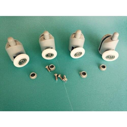 Set of 4 Bottom Single SHOWER Door ROLLERS / Runners / Pulleys 25mm Wheels