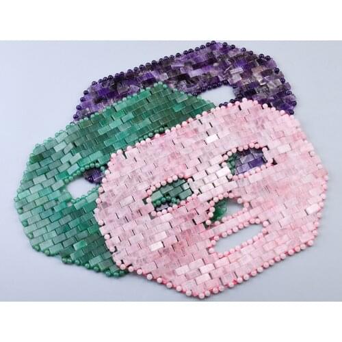 Rose Quartz Jade Mask Face Massager Natural Gouache Stone Facial SPA Cold Therapy Crystal Mask Relaxation Massage Beauty Tool