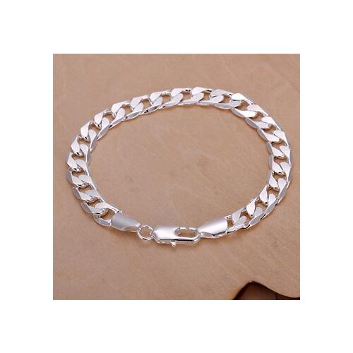2016 New Top Quality Silver color Plated & Stamped . 8mm mens cool link bracelet for women trendy Jewelry Wholesale Promotion