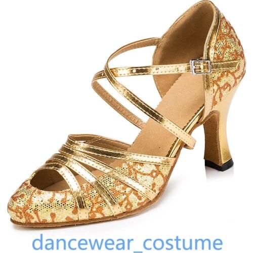 New Ladies Party Ballroom Latin Tango Modern Rumba Samba Dance Salsa Shoes Professional Dance Heels Sandals Shoes US5-9 2Colors