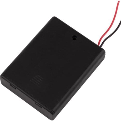 New Plastic 4 * AAA Battery Srorage Box Holder 4pcs AAA Batteries Case with a Lid & ON/OFF Switch Black Digital Hot