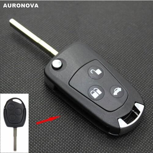 AURONOVA New Upgrade Folding Key Shell for Ford Focus Hu101 Blade 3 White Buttons Remote Car Key Case Classical Type
