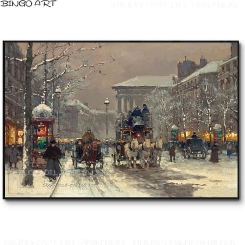 Gifted Artist Hand-painted High Quality Paris Street Scene Oil Painting Reproduce Edouard Snow The Emerald City Oil Painting