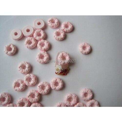 RC61-1 30pcs Cute Pink Donut Shape Nail Resin Decoration Outlooking