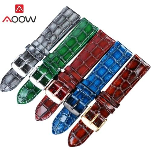 18mm 20mm 22mm Italian Genuine Leather Strap Waterproof Vintage Glossy Men Women Replace Bracelet Wrist Band Watch Accessories