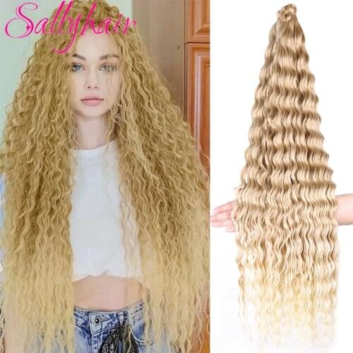 Sallyhair Zizi Deep Wave Crochet Hair Pink Ocean Wave 32 Inch Afro Curls Synthetic Light Weight Ombre Braiding Hair Extensions